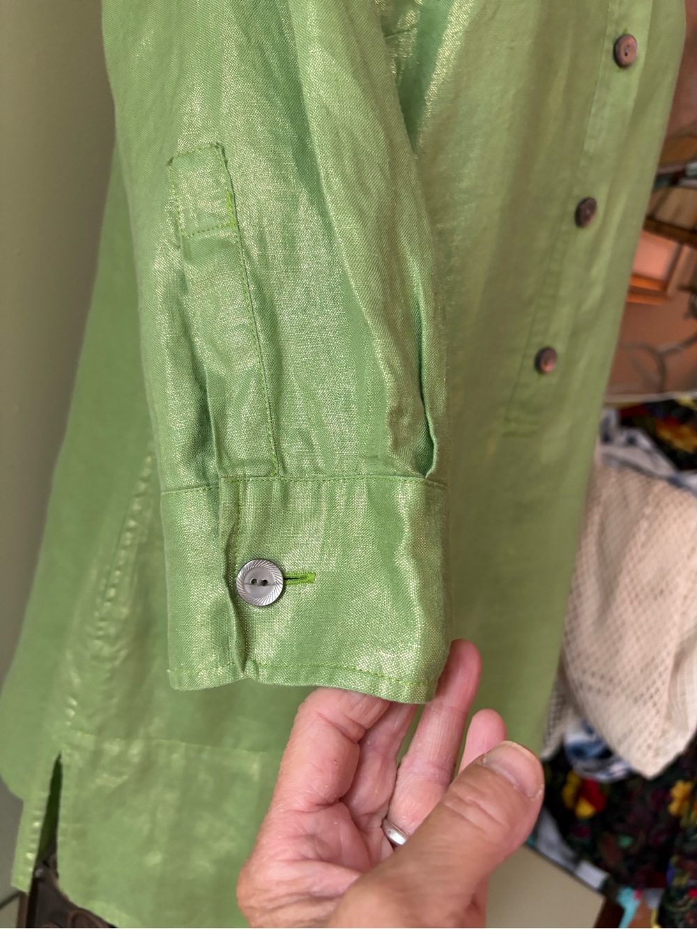 Jones New York Light Green Tunic Top Sz 10 classy monochrome - Picture 6 of 13